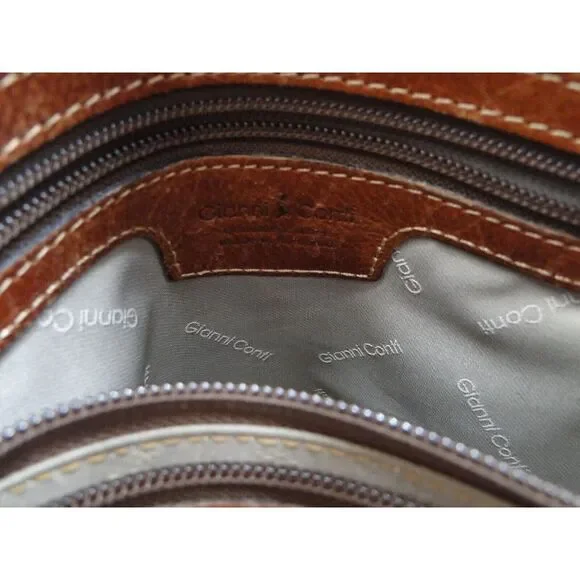 Gianni Conti‎ Brown Soft Leather Adjustable Handbag Tote Purse Large ~ 59307 NWT